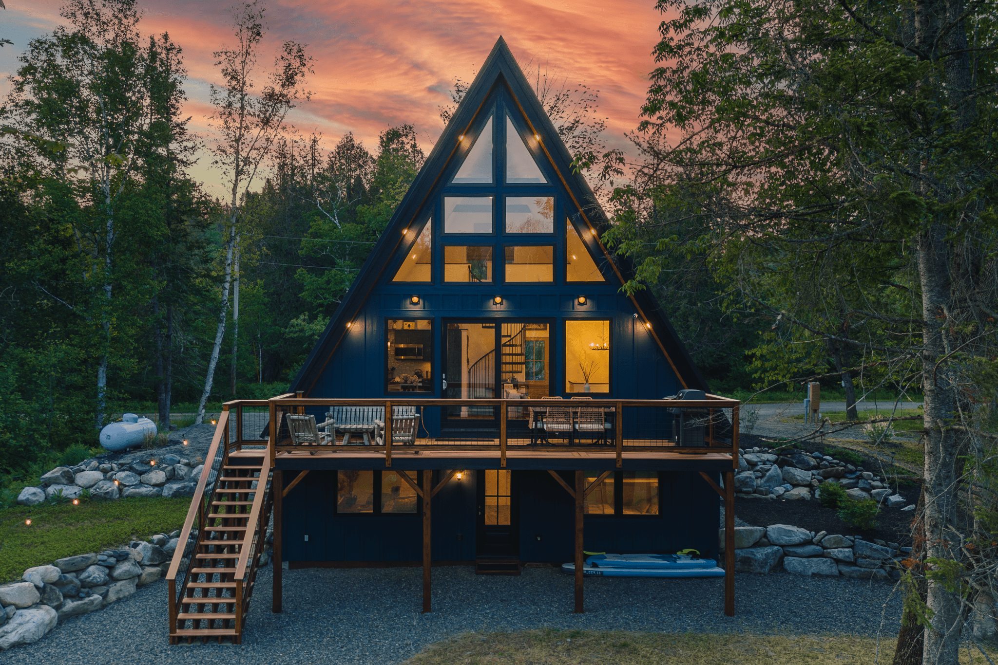Cattail Cabin: A lovely short-term rental in Rangeley, Maine, built with DEN's A-Frame plans - Den