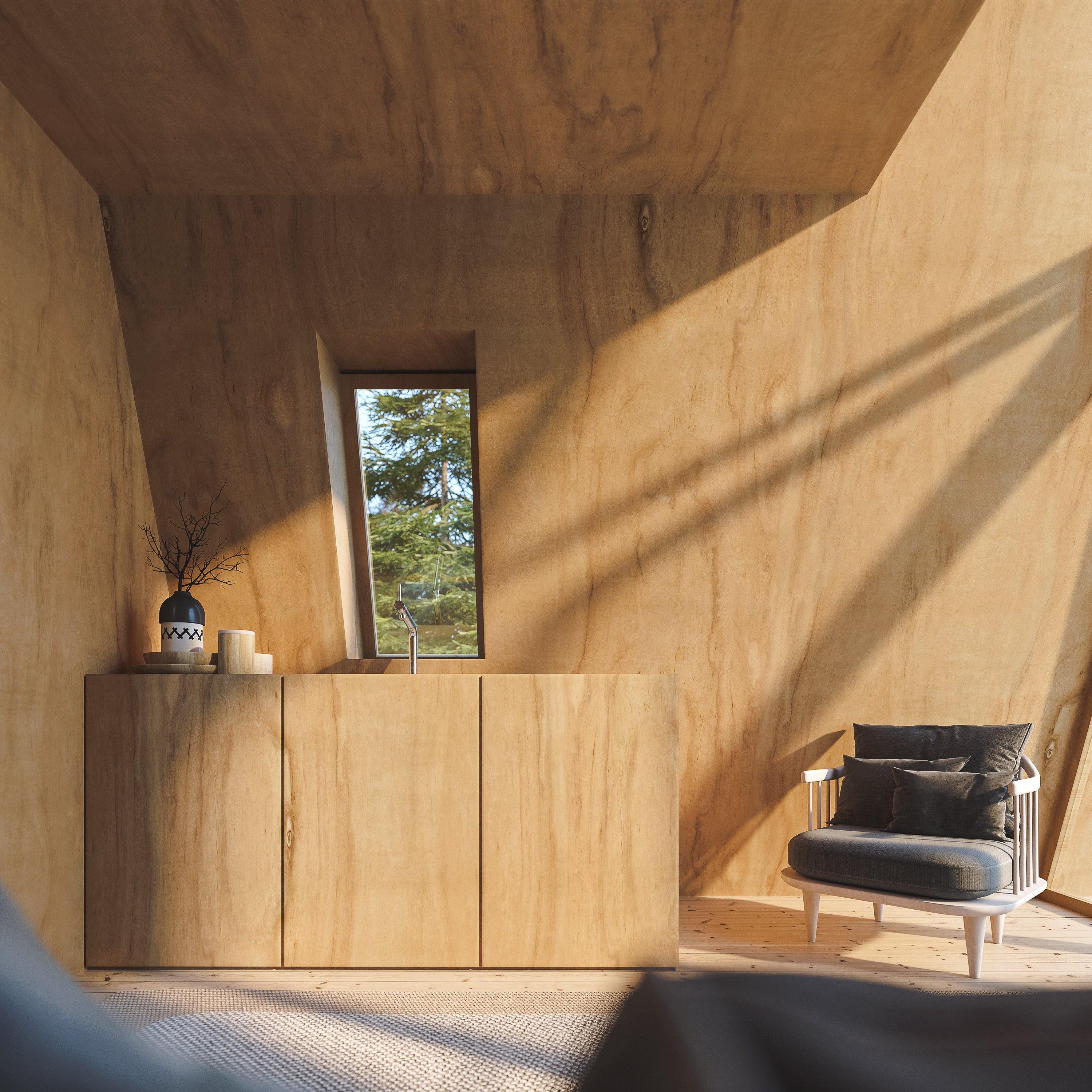 A-Frame Bunk Cabin - Den