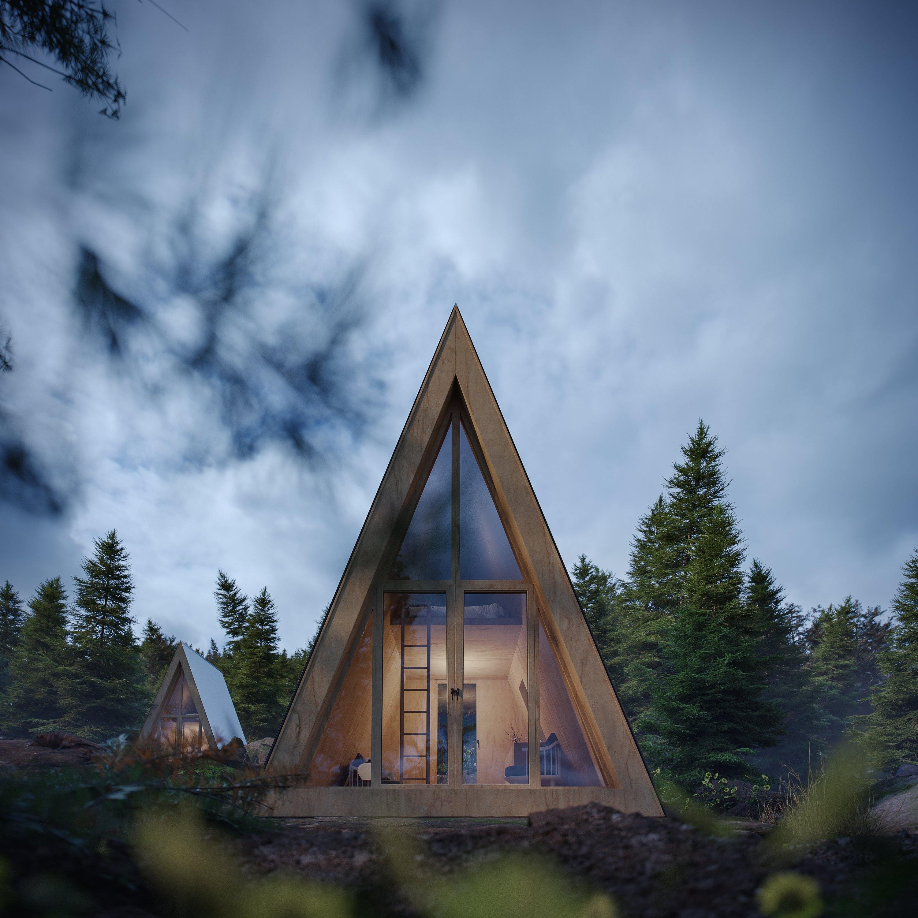 A-Frame Bunk Cabin - Den